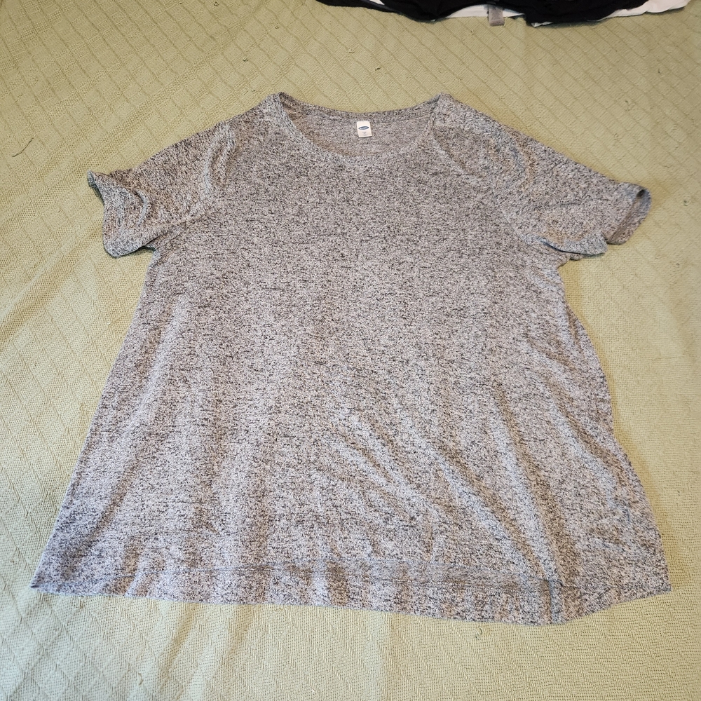 Old Navy Heathered Gray Women's Luxe Short Sleeve Tee
